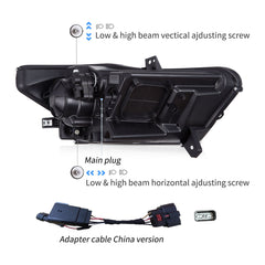 VLAND Headlights For 2015 2016 2017 Ford Mustang (S550)