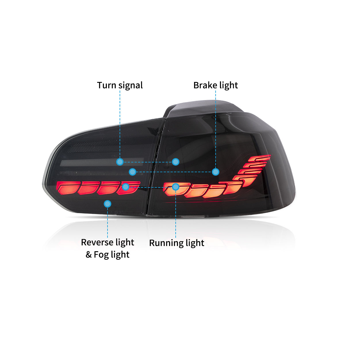 VLAND LED Tail Lights for Volkswagen Golf 6 MK6 2009-2014 (GTS Style) Australia VLAND™