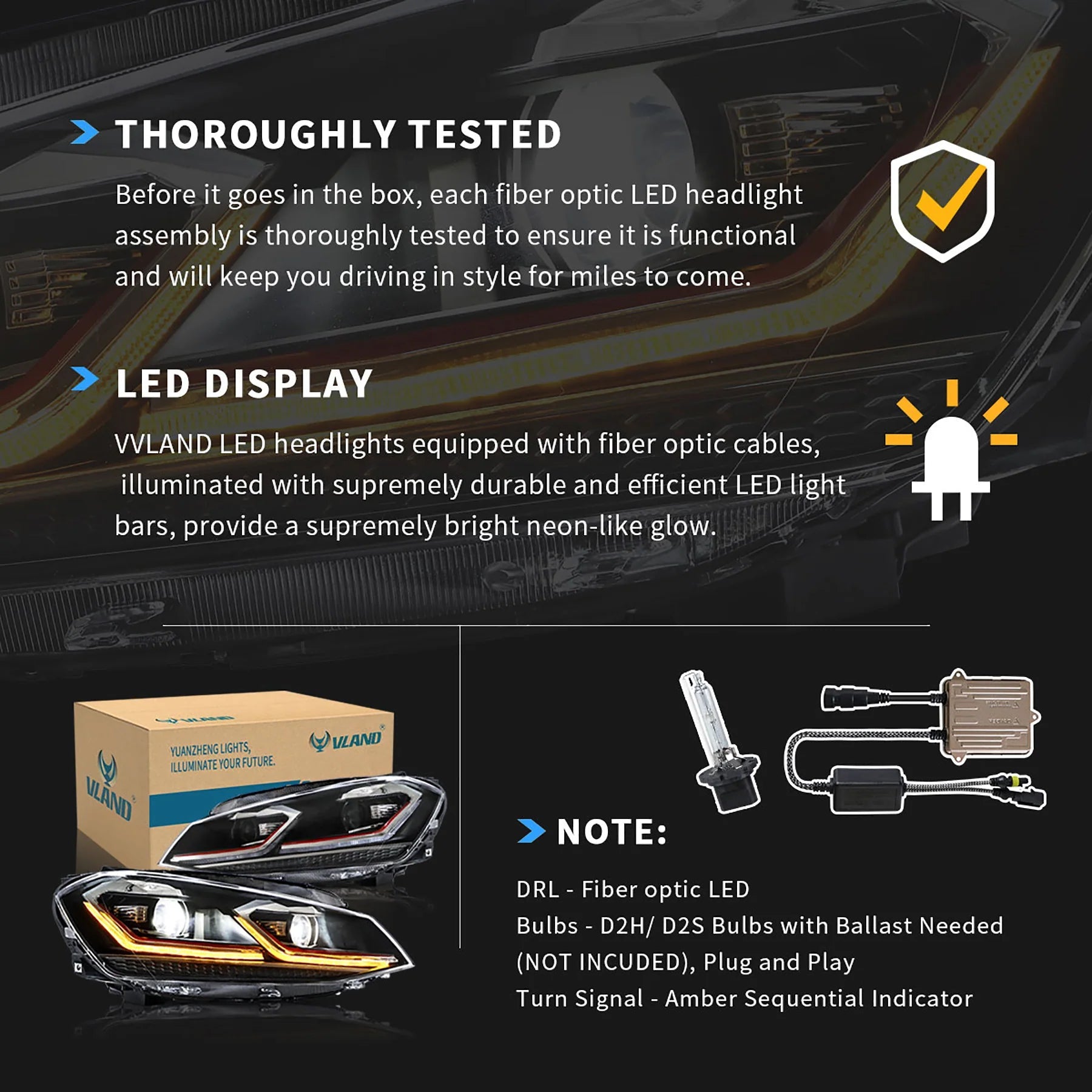 VLAND Headlights For 2018-2021 Golf MK7.5 Halogen Models Australia Vland-AU