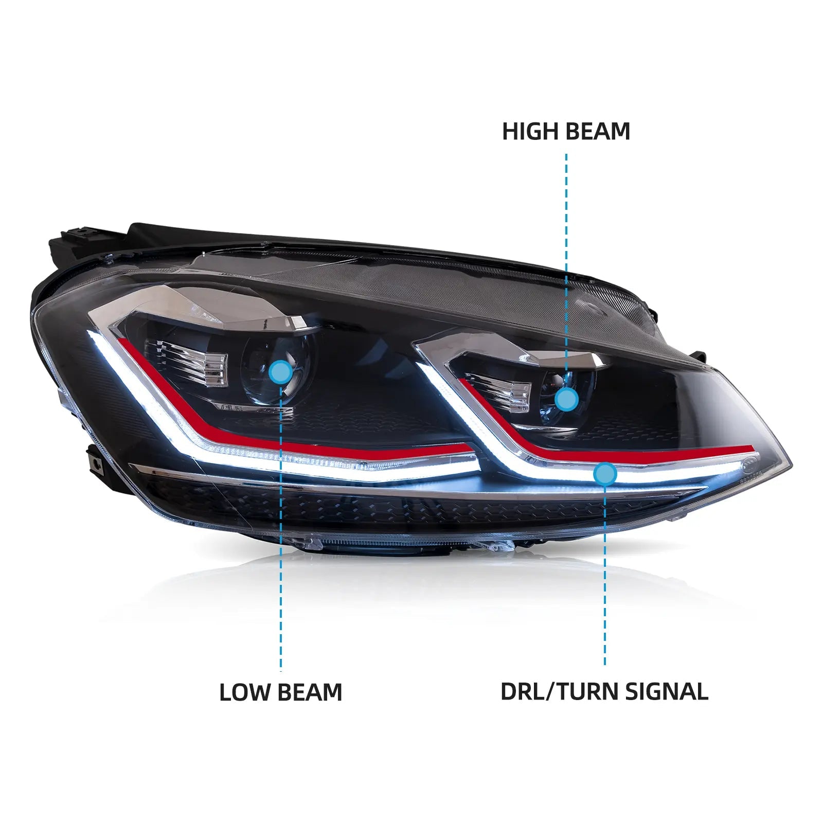 VLAND Headlights For 2018-2021 Golf MK7.5 Halogen Models Australia Vland-AU