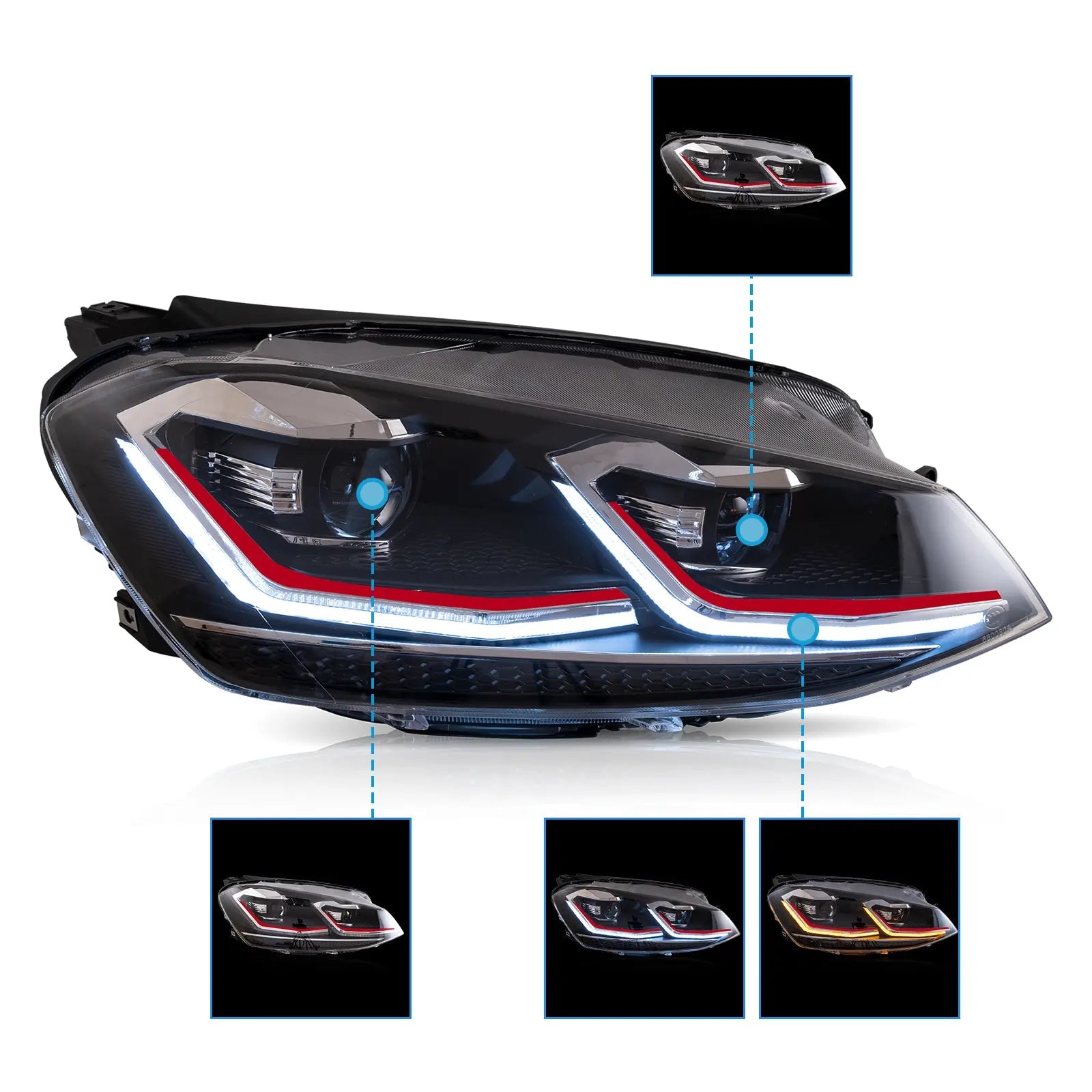 VLAND Headlights For 2018-2021 Golf MK7.5 Halogen Models Australia Vland-AU