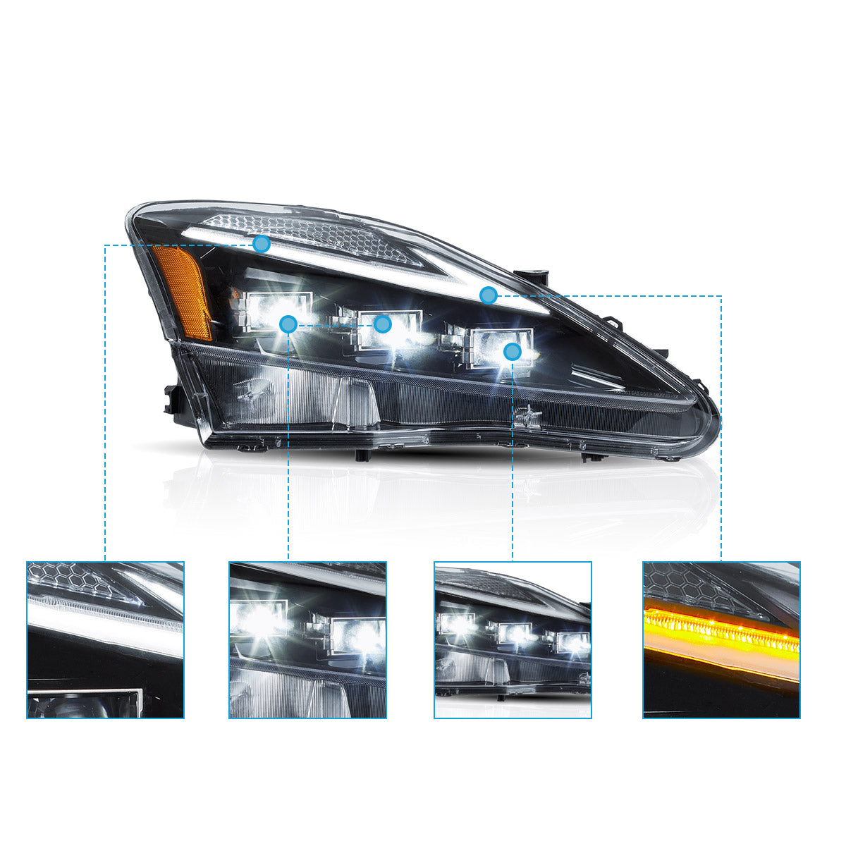 Vland Full LED Headlights For 2006-2013 Lexus IS250, IS350, ISF Australia VLAND™