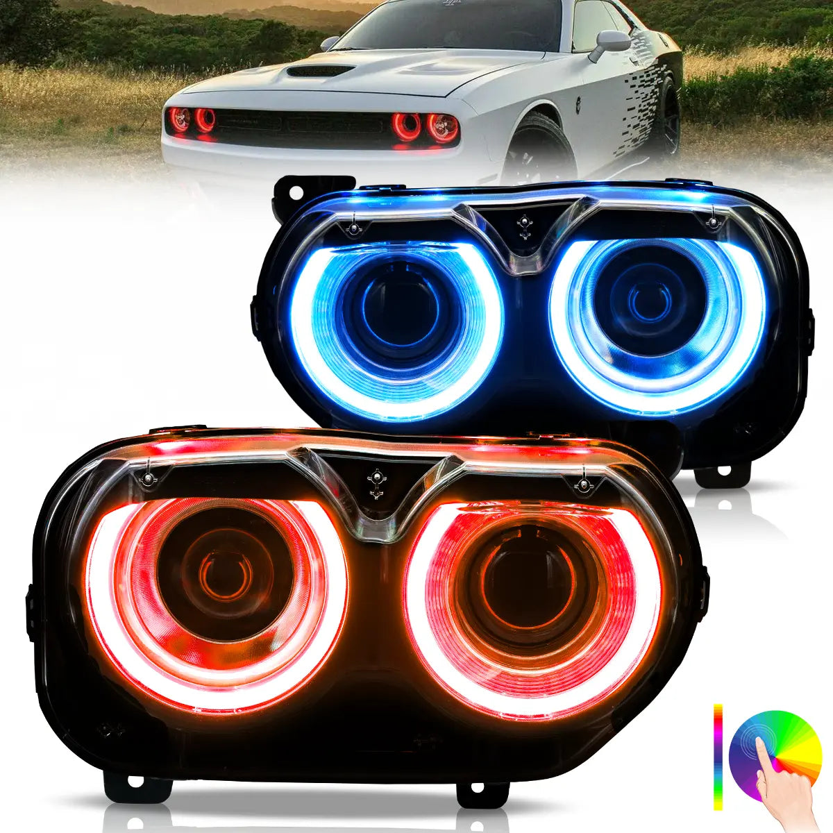 VLAND RGB DRL LED Headlights For Dodge Challenger 2015-2024 VLAND™