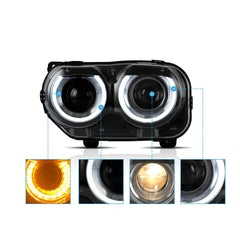 VLAND RGB DRL LED Headlights For Dodge Challenger 2015-2024