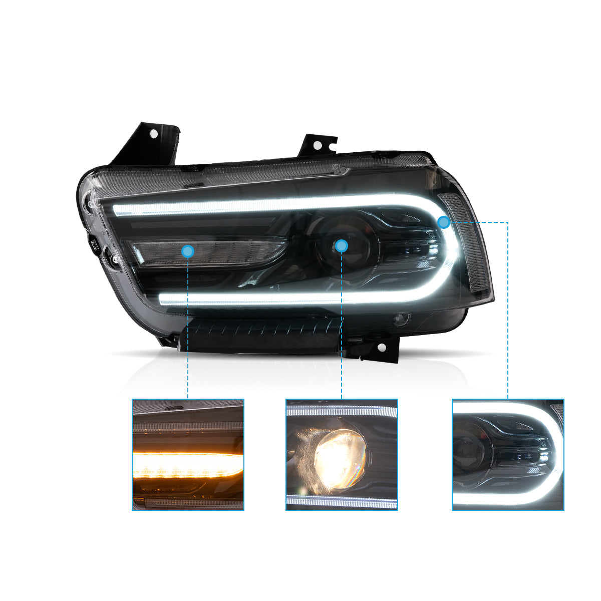 VLAND LED Headlights For Dodge Charger 2011-2014 RGB Style VLAND™