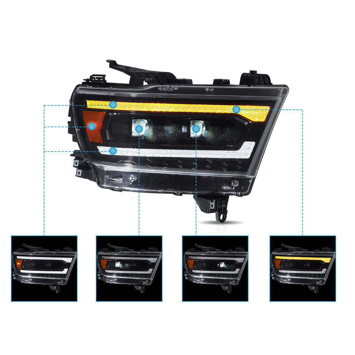 VLAND Full LED Headlights For 2019-2024 Dodge RAM 1500 VLAND™