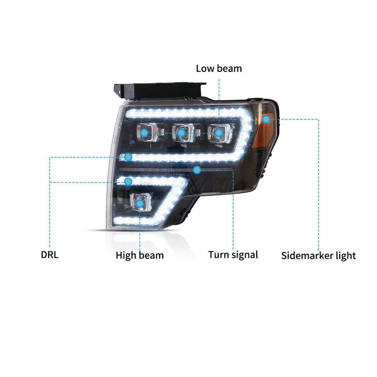VLAND LED Matrix Projector Headlights For Ford F150 2009-2014 VLAND™