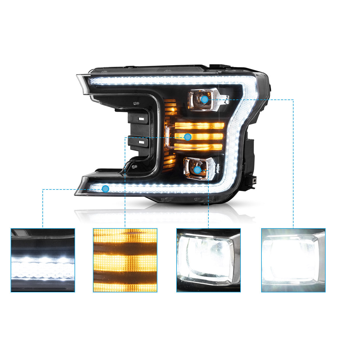 VLAND LED Dual Beam Headlights For 2018-2020 Ford F150 Australia VLAND™
