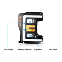 VLAND LED Headlights For 2017-2019 Ford F250 F350 F450 F550