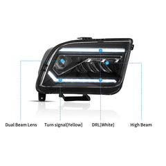 VLAND LED Dual Beam Headlights For Ford Mustang 2005-2009 VLAND™