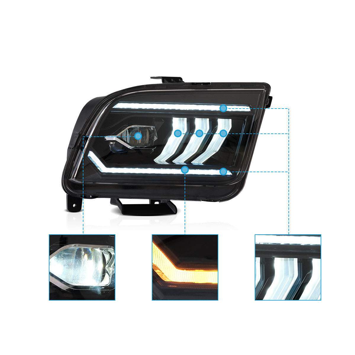 VLAND LED Headlights For 2005-2009 Ford Mustang 5th Gen VLAND™