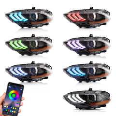 VLAND LED Headlights for Ford Mustang 2018-2023 RGB selectable