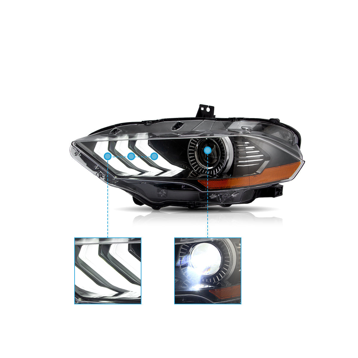 VLAND LED Headlights for Ford Mustang 2018-2023 RGB selectable VLAND™