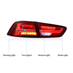 Clearance-2008-2017 Mitsubushi Lancer / EVO X Taillights Red Clear with start-up animation Australia
