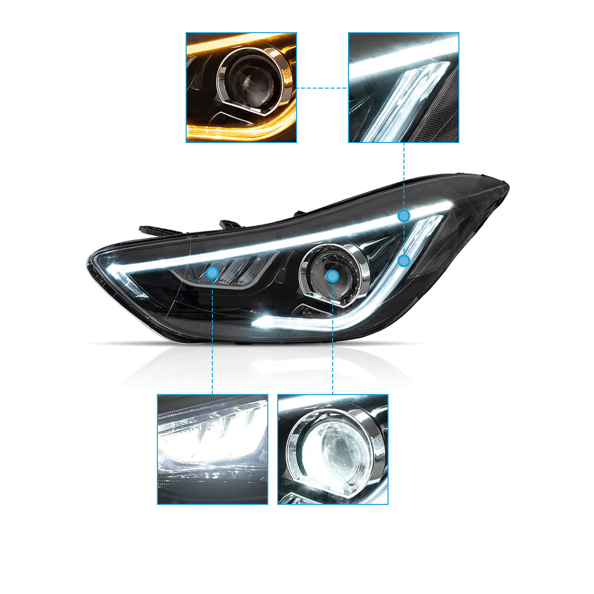 VLAND LED Headlights for Hyundai Elantra Sedan/Coupe 2011-2015