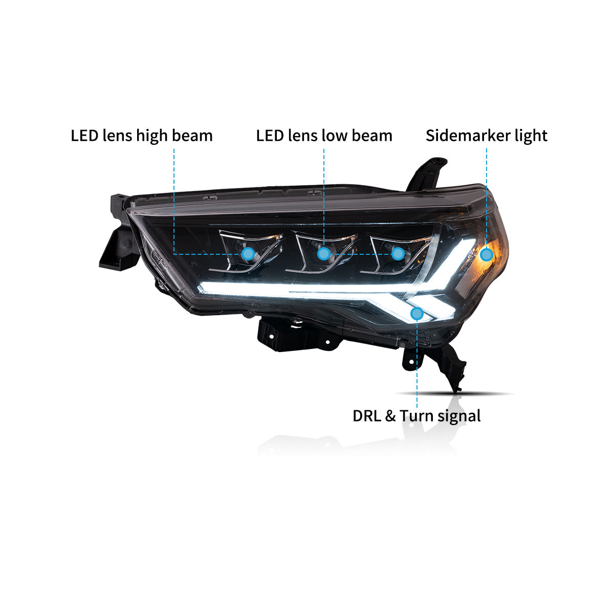 VLAND LED Projector Headlights for 2014-2024 Toyota 4Runner