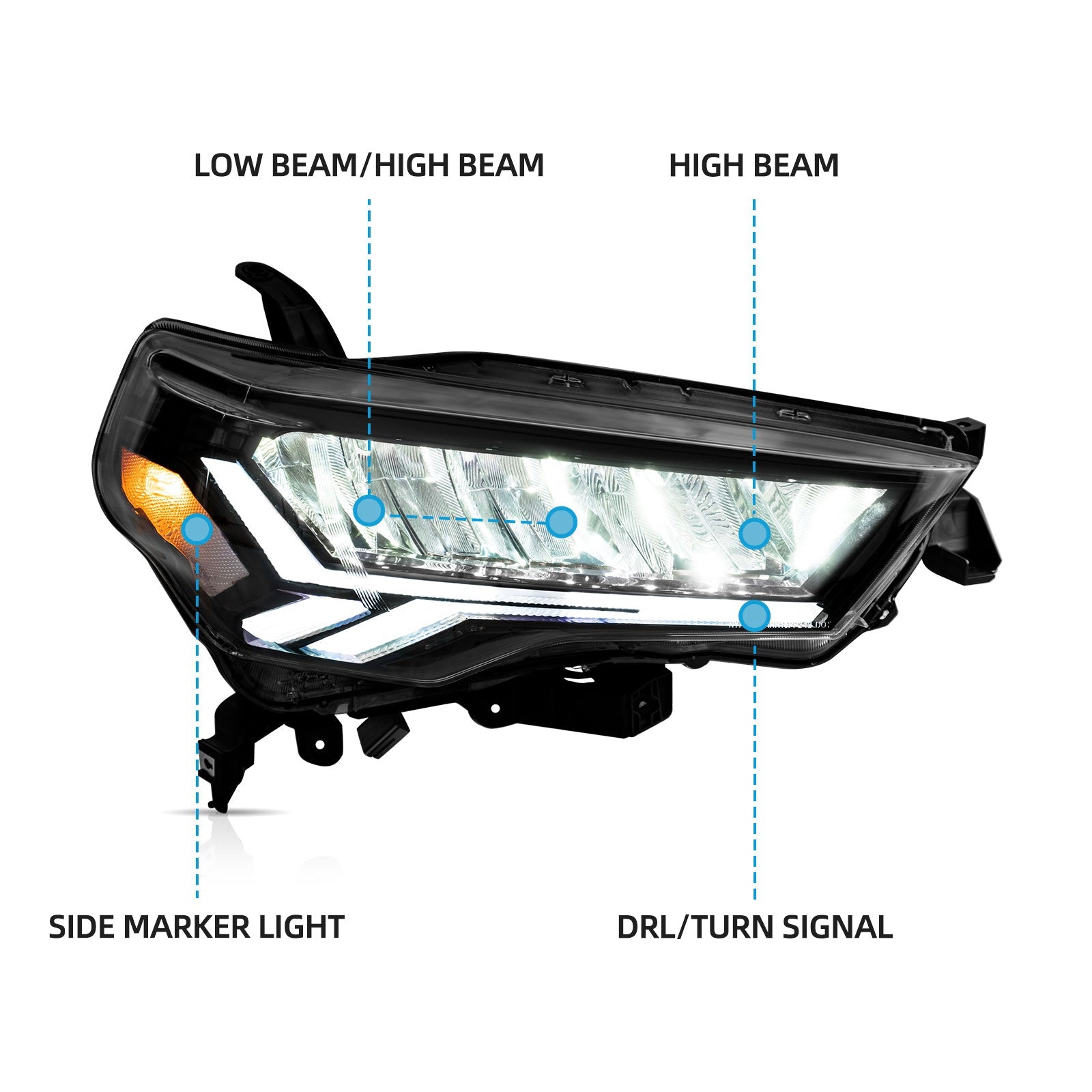 VLAND LED Headlights For Toyota 4Runner 2014-2024