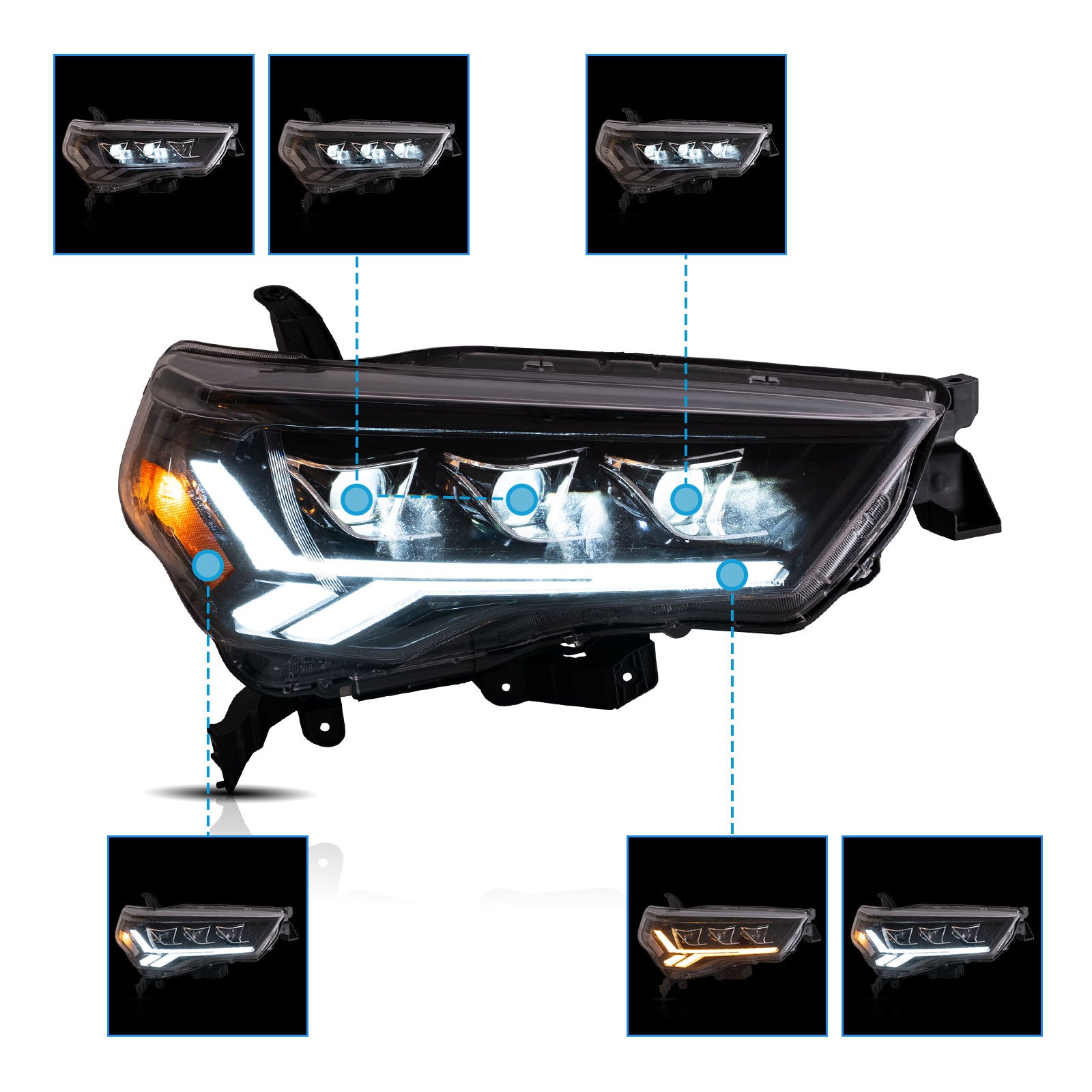 VLAND LED Projector Headlights for 2014-2024 Toyota 4Runner