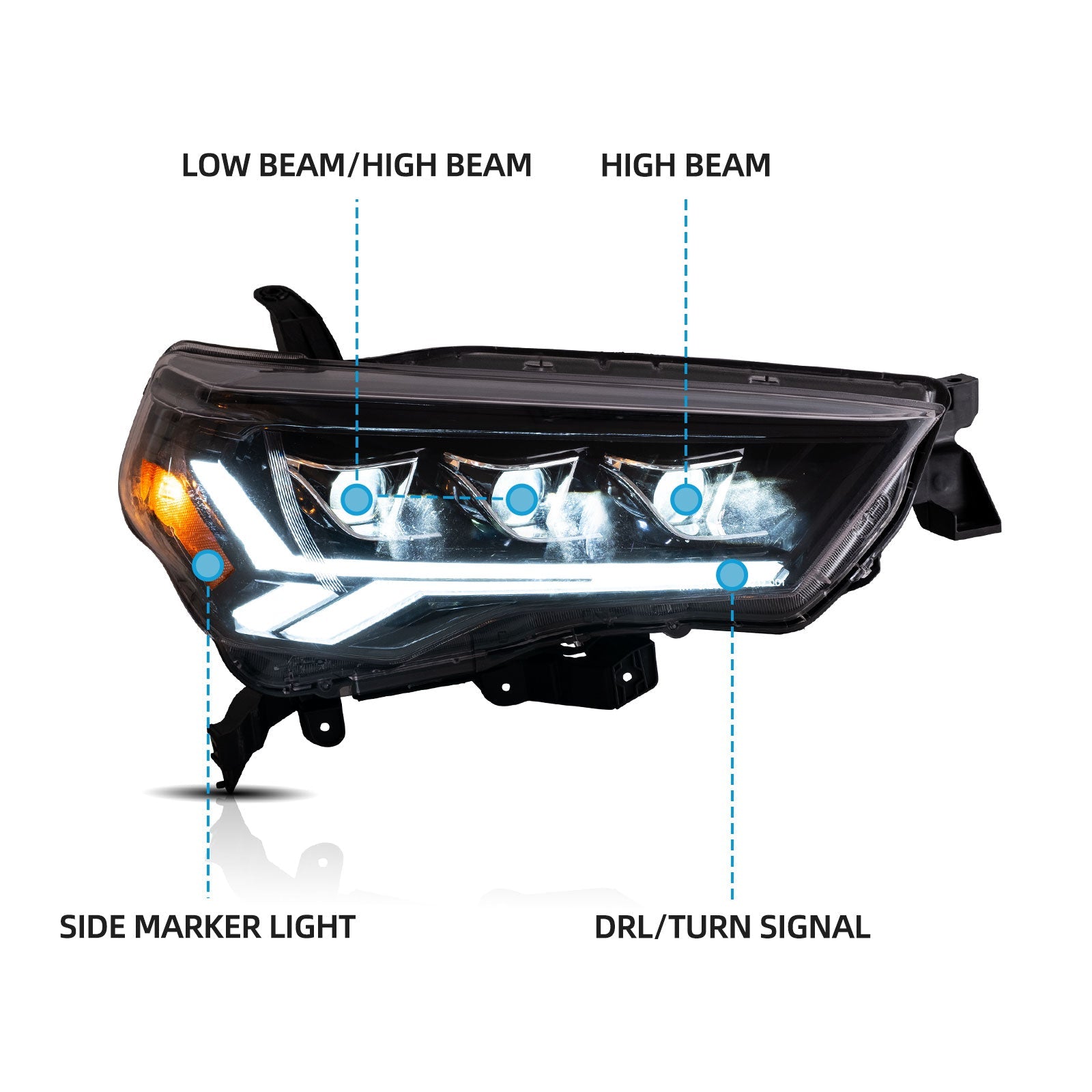 VLAND LED Projector Headlights for 2014-2024 Toyota 4Runner