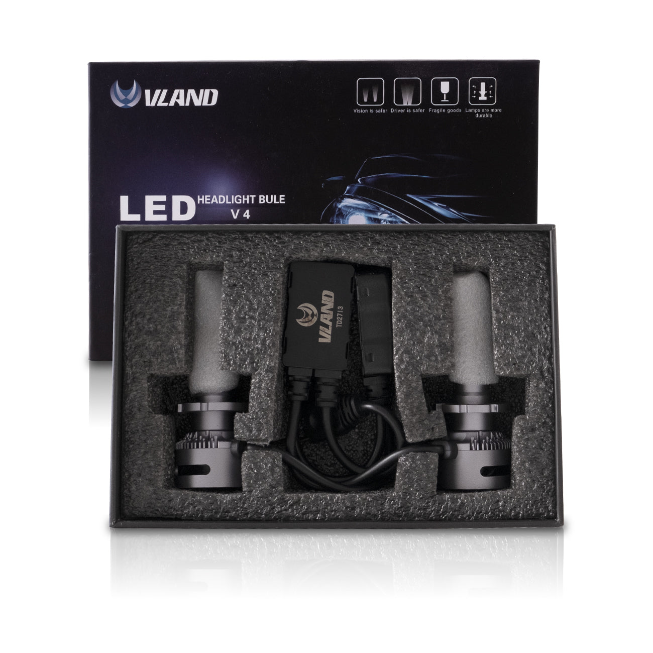 VLAND 2PCs D2S/H7/9005 LED Headlight Bulbs 35W 6000K Super Bright