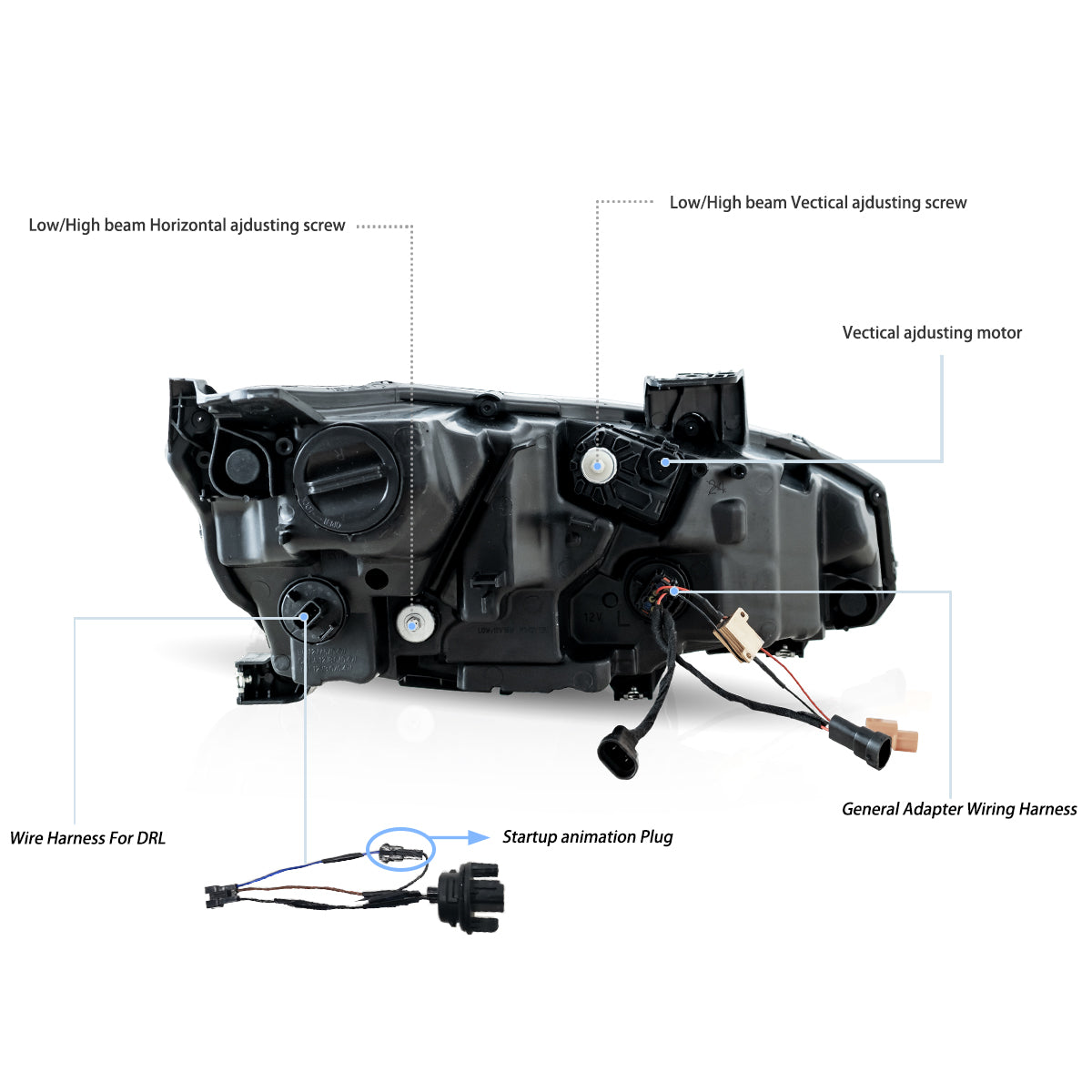 VLAND LED Reflection Bowl Headlights For 2016-2021 Honda Civic Australia