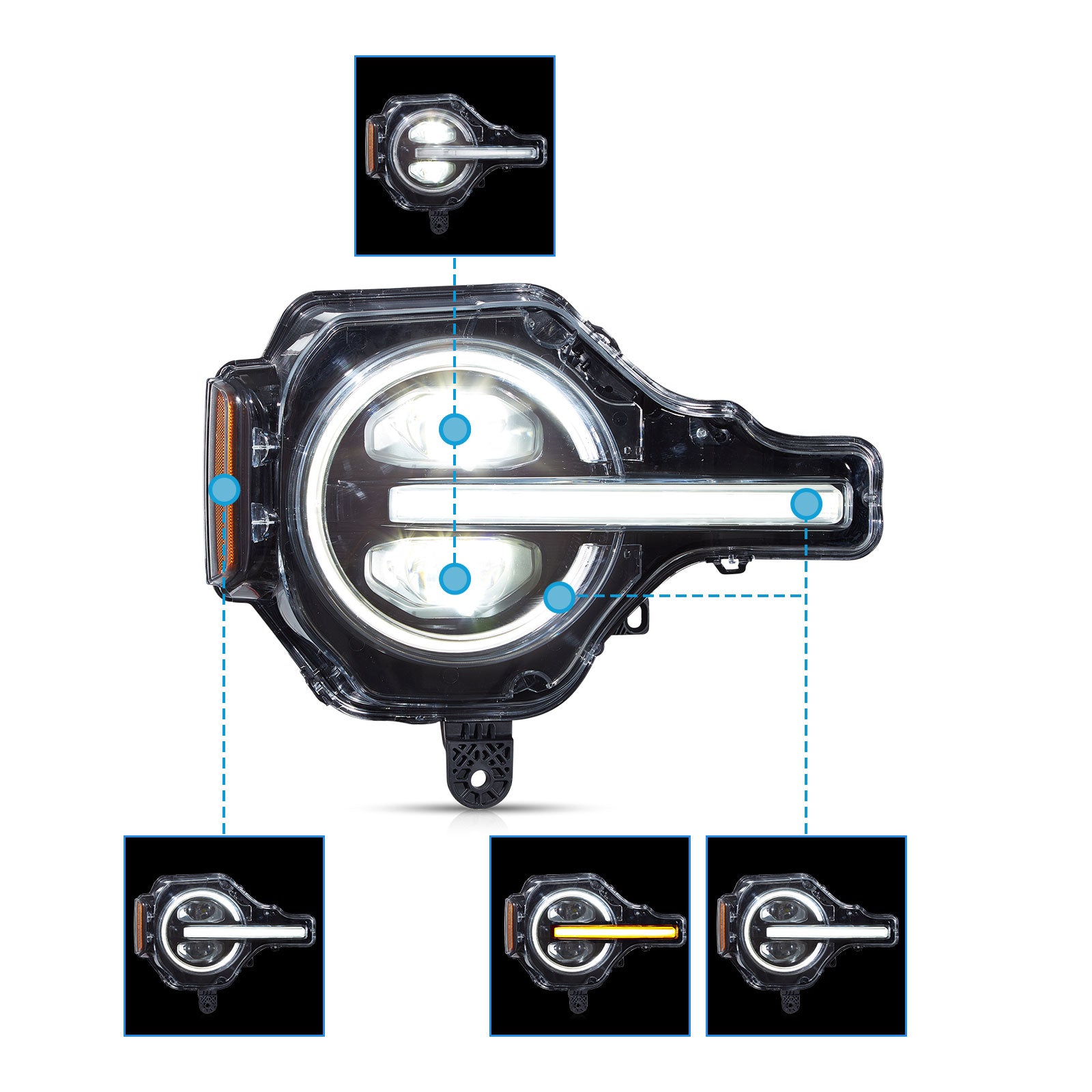 VLAND RGB LED Projector Headlights For 2021-2024 Ford Bronco