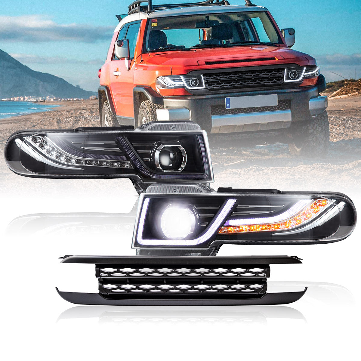 VLAND LED Headlights With Grille for 2006-2022 Toyota FJ Cruiser Australia