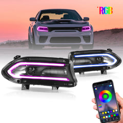 VLAND LED Headlights For 2015-2023 Dodge Charger RGB Style
