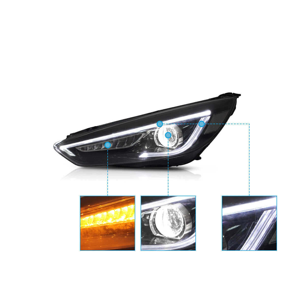 VLAND LED Headlights for 2015-2019 Ford Focus Mk III Facelift (mk 3.5) Australia