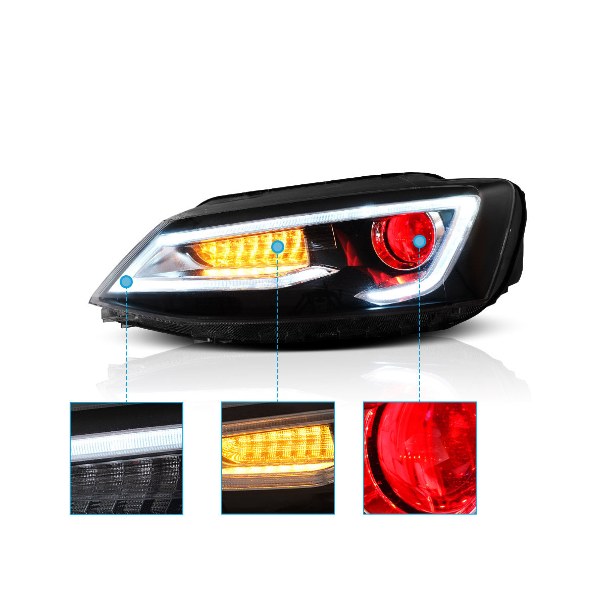 VLAND Headlights For Volkswagen Jetta/Sagitar MK6 2012-2018