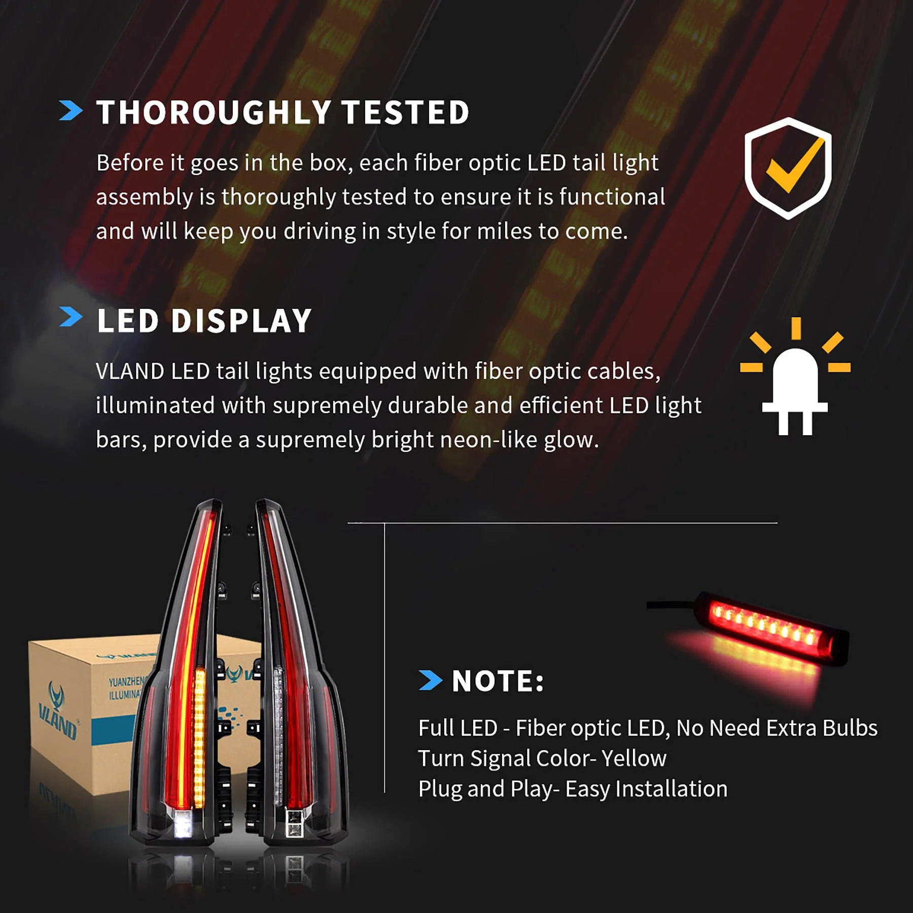 VLAND LED Tail Lights For 2015-2020 GMC Yukon | Denali SUV