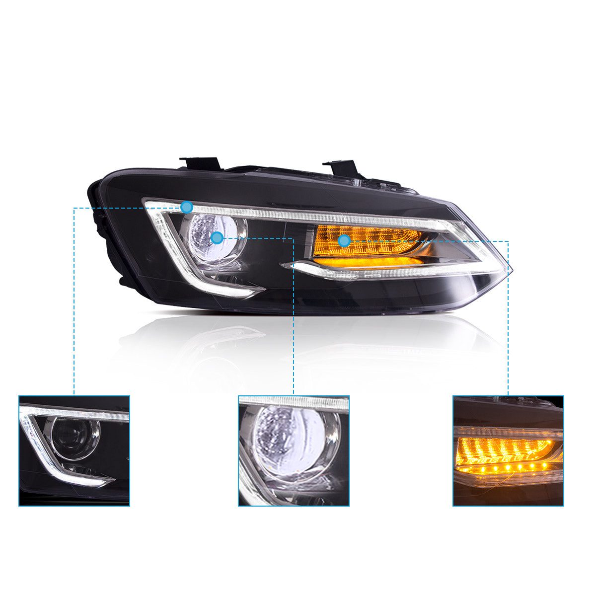 VLAND LED Headlights For 2009-2017 Volkswagen Polo MK5 Australia