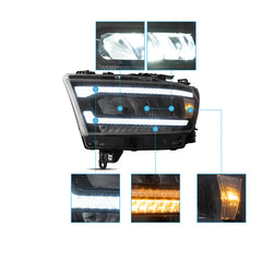 VLAND LED Headlights For Dodge RAM 1500 2019-2024