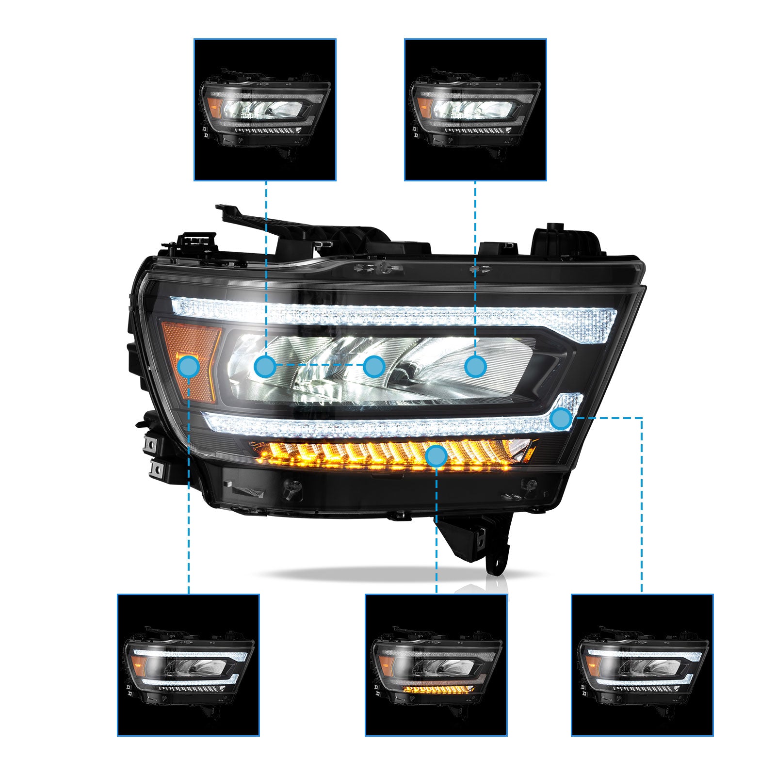 VLAND LED Headlights For Dodge RAM 1500 2019-2024