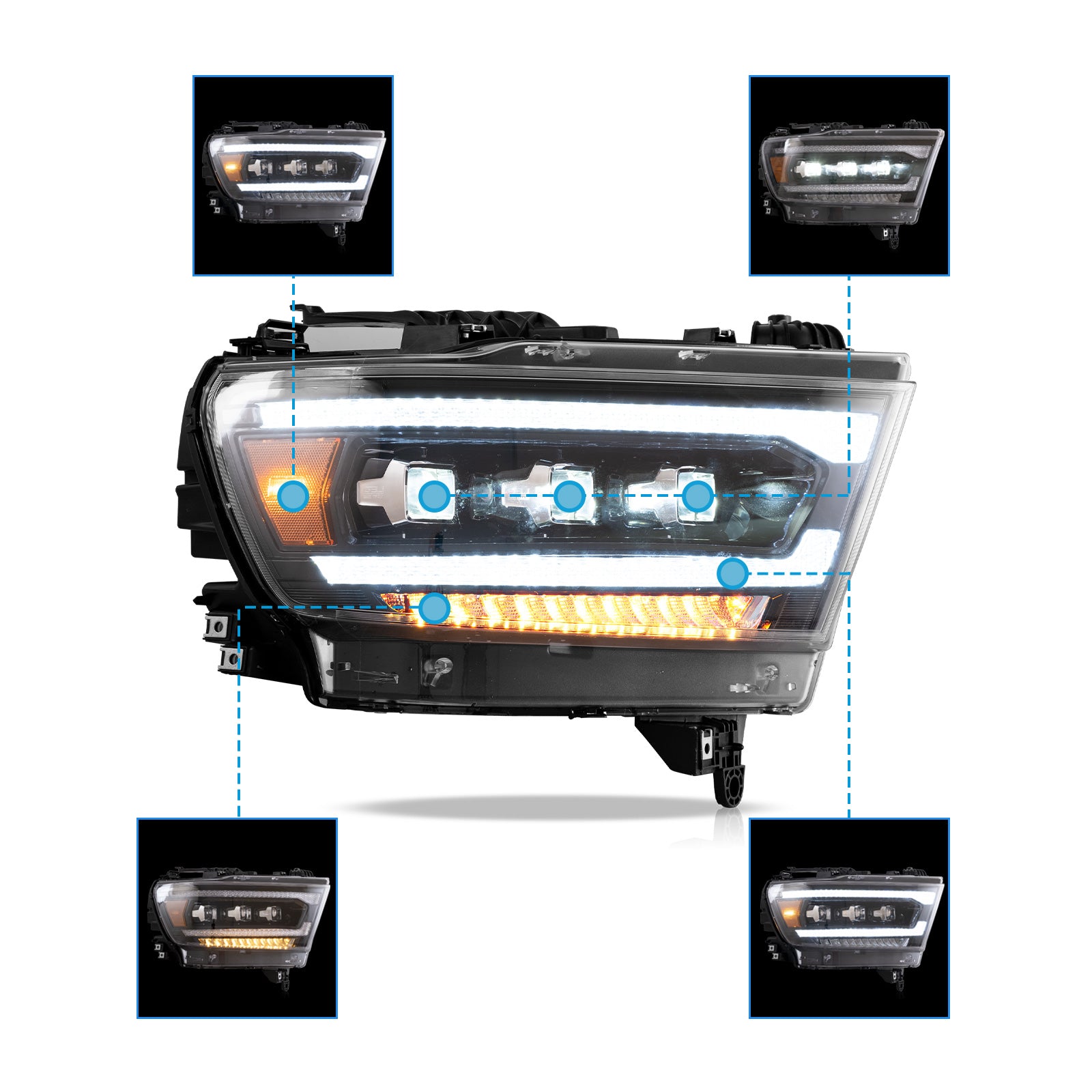 VLAND LED Headlights For Dodge RAM 1500 2019-2024