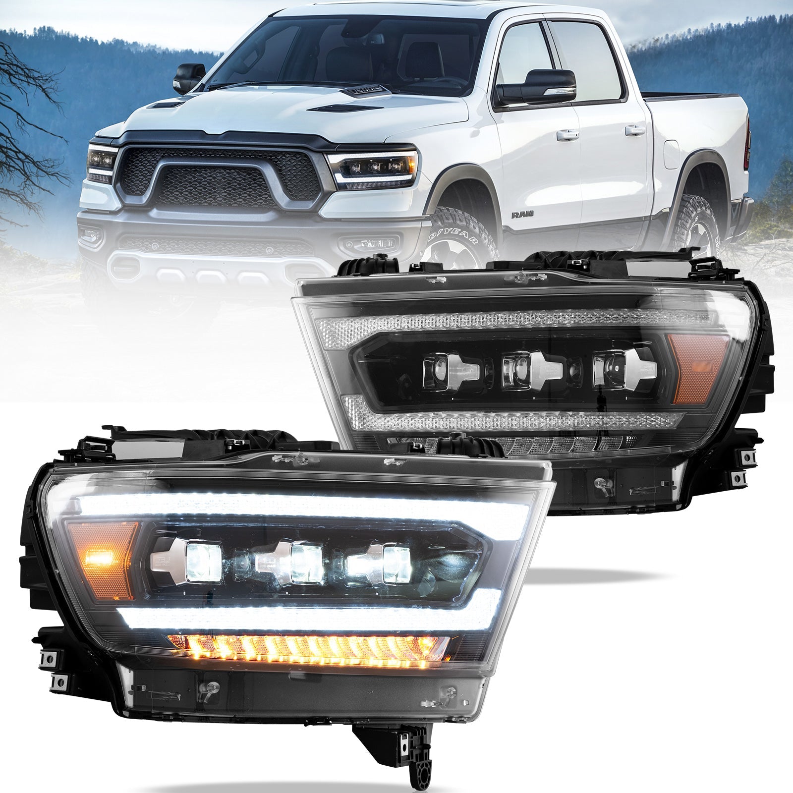 VLAND LED Headlights For Dodge RAM 1500 2019-2024