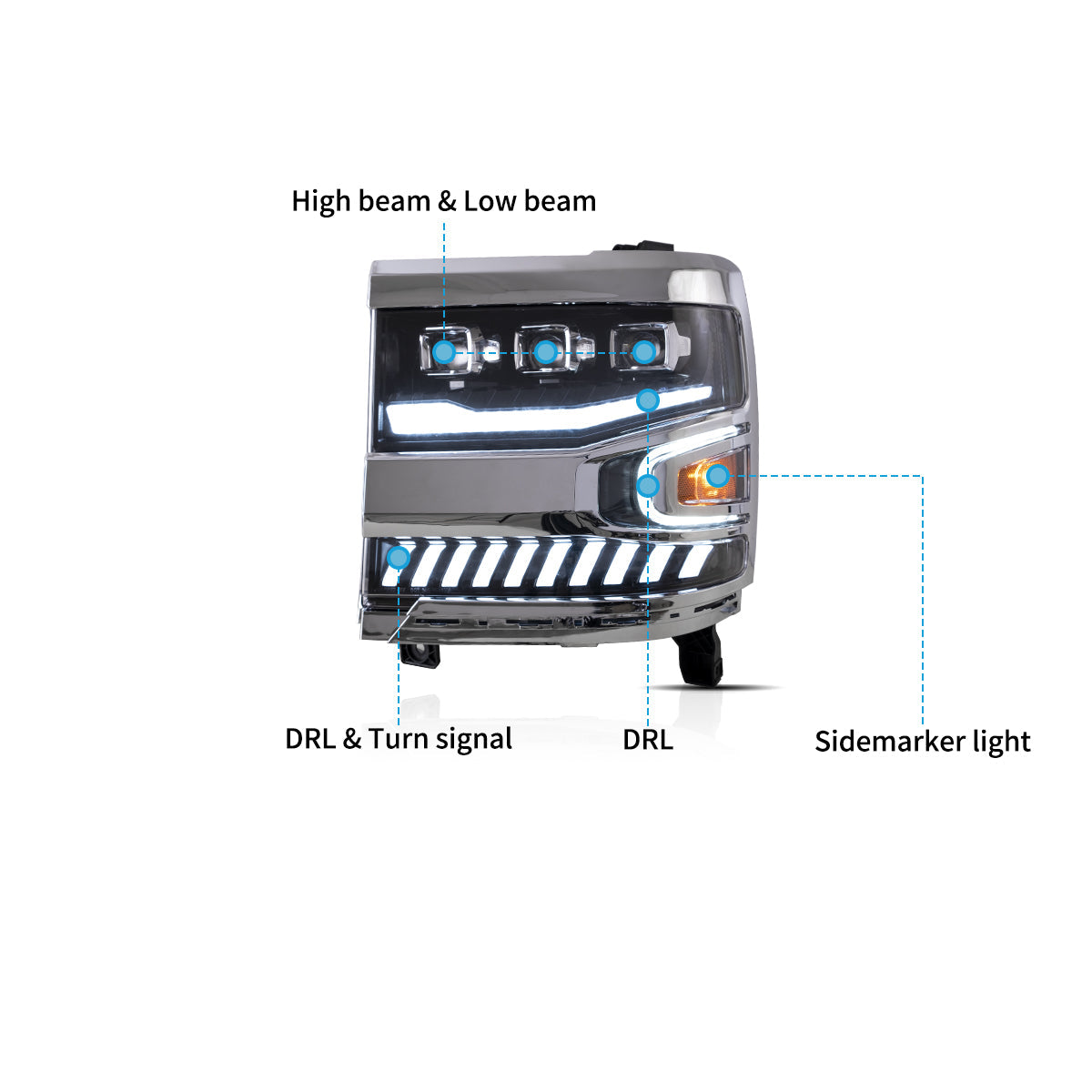 VLAND LED Headlights For 2016-2018 Chevrolet Silverado 1500