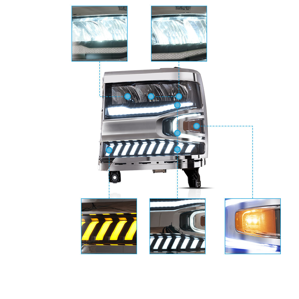 VLAND LED Headlights For Chevrolet Silverado 1500 2016-2018