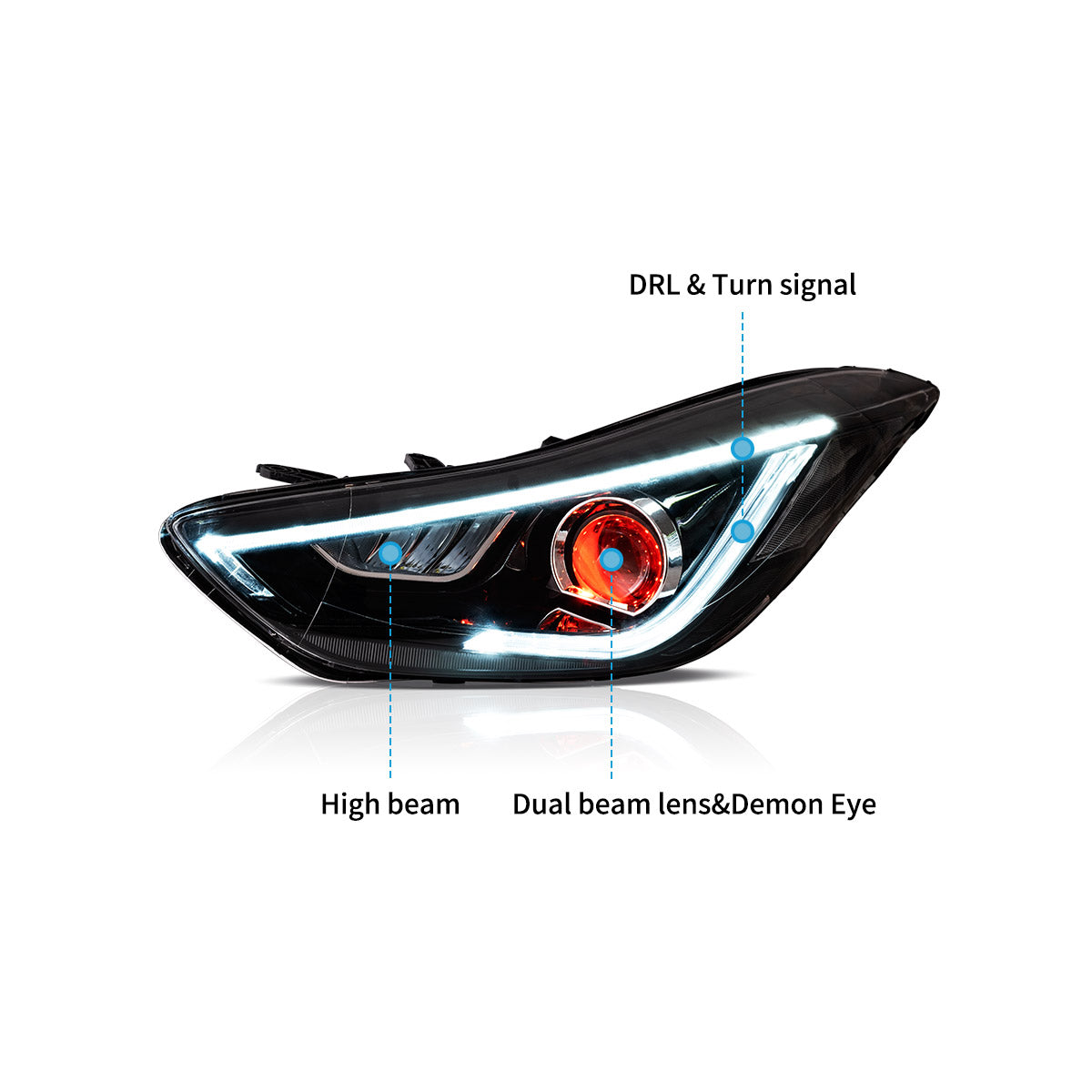 VLAND LED Headlights for Hyundai Elantra Sedan/Coupe 2011-2015