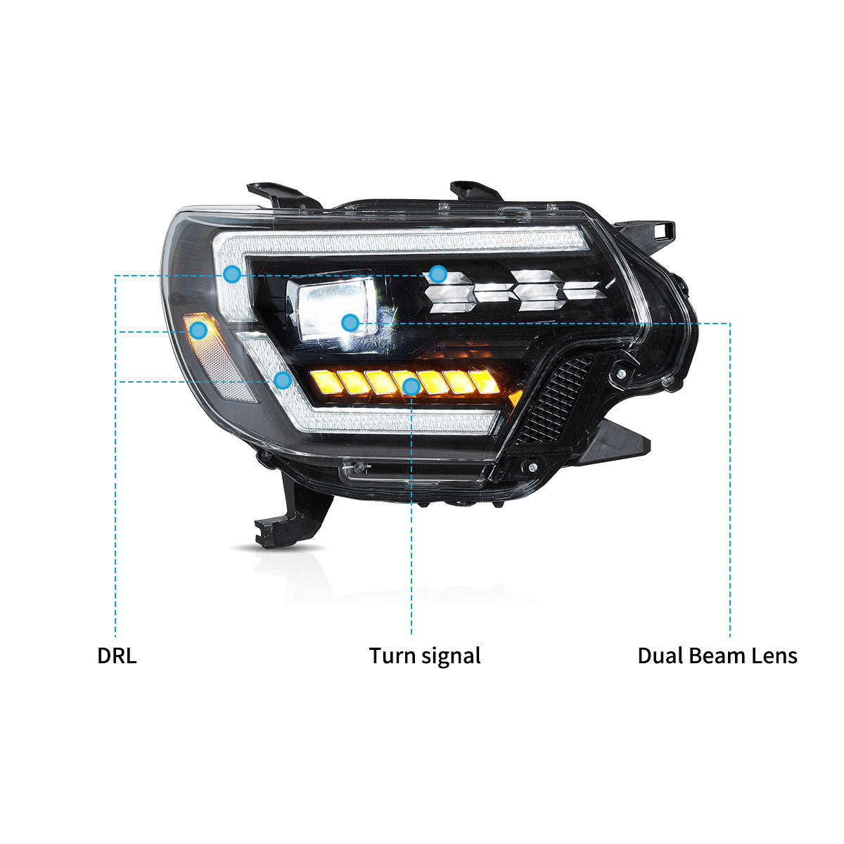 VLAND LED Headlights For 2012-2015 Toyota Tacoma with Start-up Animation