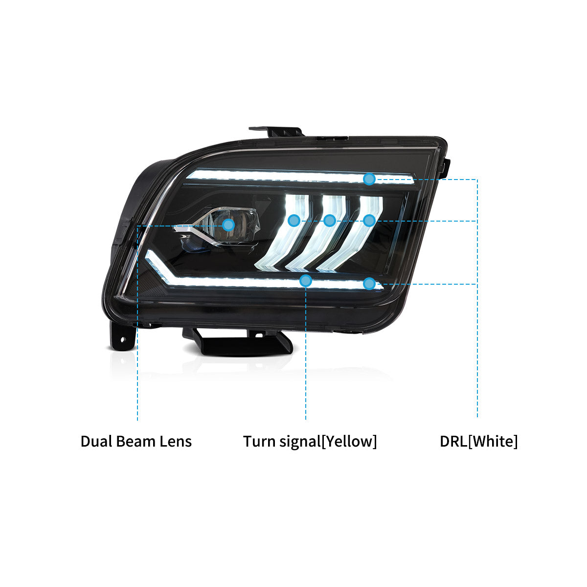 VLAND LED Headlights For 2005-2009 Ford Mustang 5th Gen