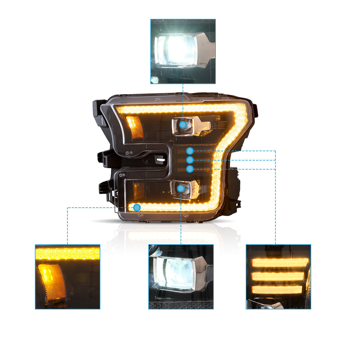 VLAND LED Headlights For 2015-2017 Ford F150