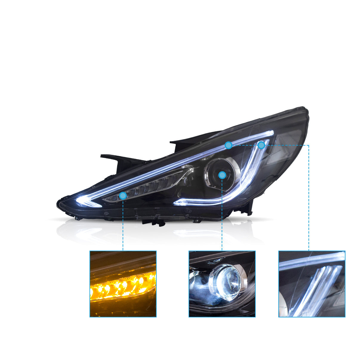 VLAND LED Headlights For 2011-2014 Hyundai Sonata