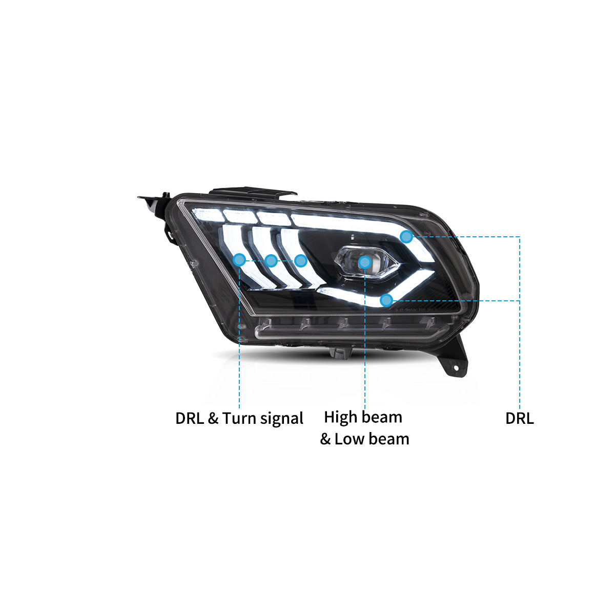 VLAND LED Headlights for Ford Mustang 2010-2014