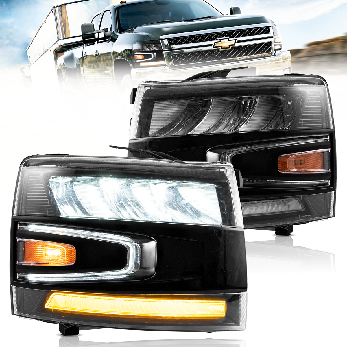 VLAND LED Headlights 2007-2013 Chevrolet Silverado 1500 2500HD 3500HD