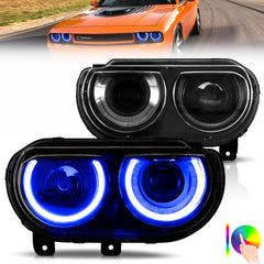 VLAND LED Headlights RGB Style for Dodge Challenger 2008-2014