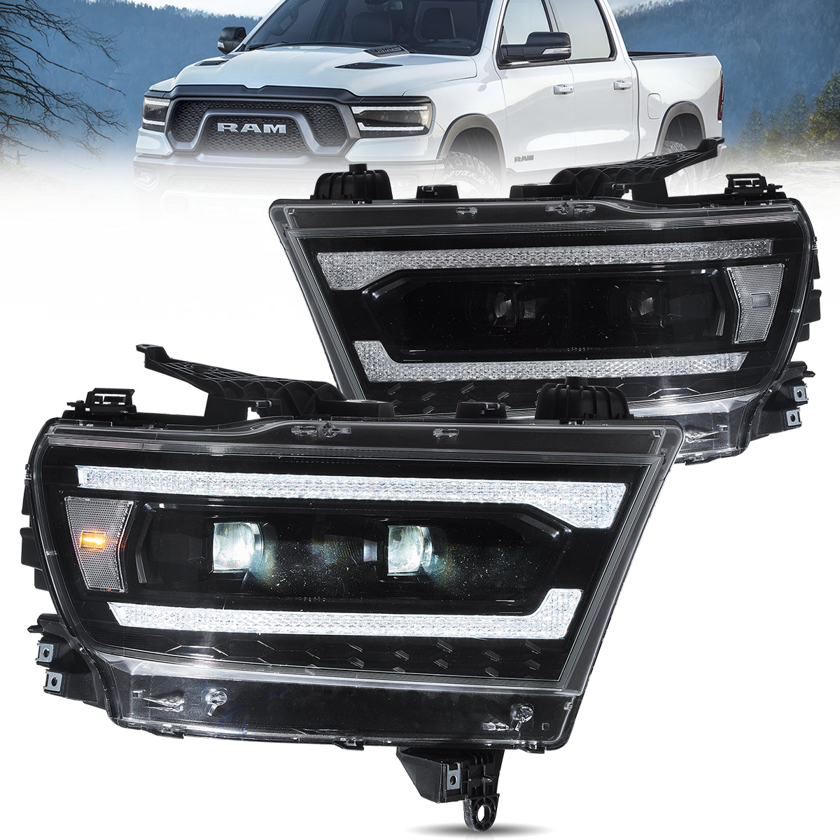 VLAND Full LED Headlights For 2019-2024 Dodge RAM 1500