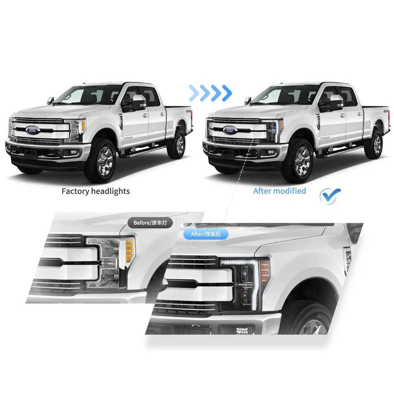 VLAND LED Headlights For 2017-2019 Ford F250 F350 F450 F550