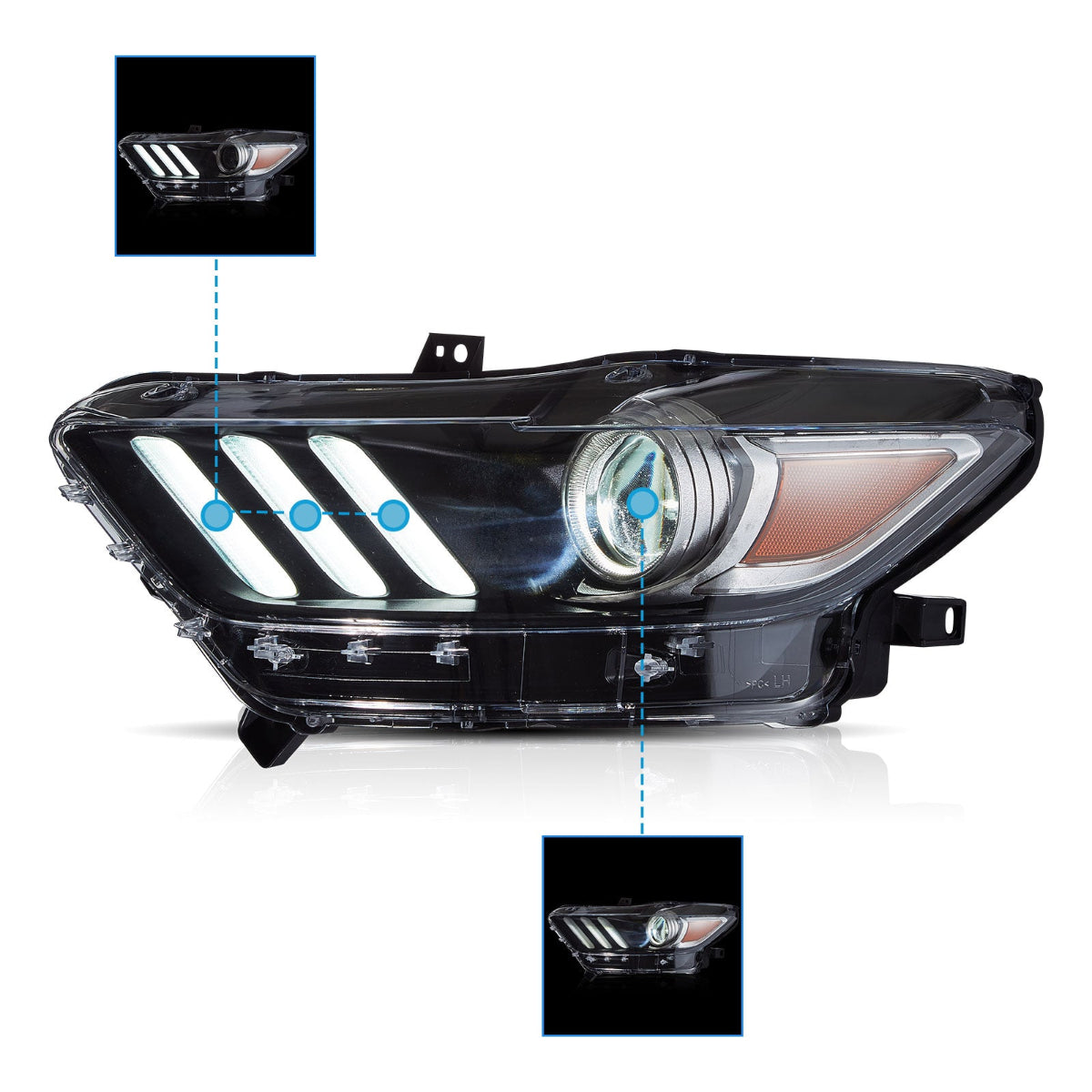 VLAND Headlights For 2015 2016 2017 Ford Mustang (S550)