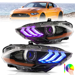 VLAND LED Headlights for Ford Mustang 2018-2023 RGB selectable